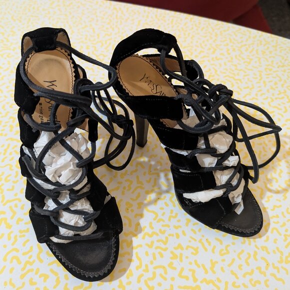 YSL Tom Ford for Yves St Laurent Velvet Gladiator Heels 37 - Picture 2 of 11